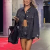 WNBA Sophie Cunningham Fever vs. Liberty Navy Blue Denim Shirt Jacket front view