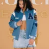 WNBA x Coach All-Star Game 2026 Azzi Fudd Custom Blue Varsity Jacket Front View