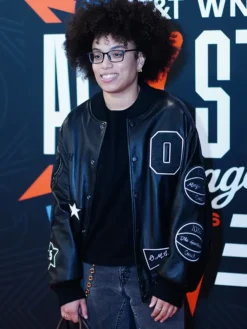 WNBA x Coach All-Star Game 2026 Olivia Miles Black Custom Leather Varsity Jacket View