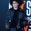 WNBA x Coach All-Star Game 2026 Olivia Miles Black Leather Varsity Jacket Front View
