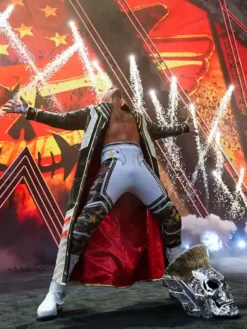 WWE Cody Rhodes Black and Gold Real Leather Coat with full-length sleeves and open-hem cuffs