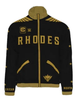WWE Cody Rhodes Easy To Find Hard To Beat Black And Gold Windbreaker Jacket front view