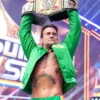 WWE SummerSlam 2026 CM Punk Green Bomber Jacket with rib-knitted collar and snap-tab closure