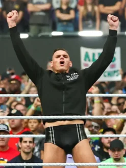 WWE SummerSlam 2026 Gunther Black Bomber Jacket with full-length sleeves, rib-knit cuffs, and two outside pockets