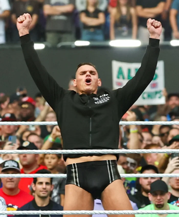 WWE SummerSlam 2026 Gunther Black Bomber Jacket with full-length sleeves, rib-knit cuffs, and two outside pockets