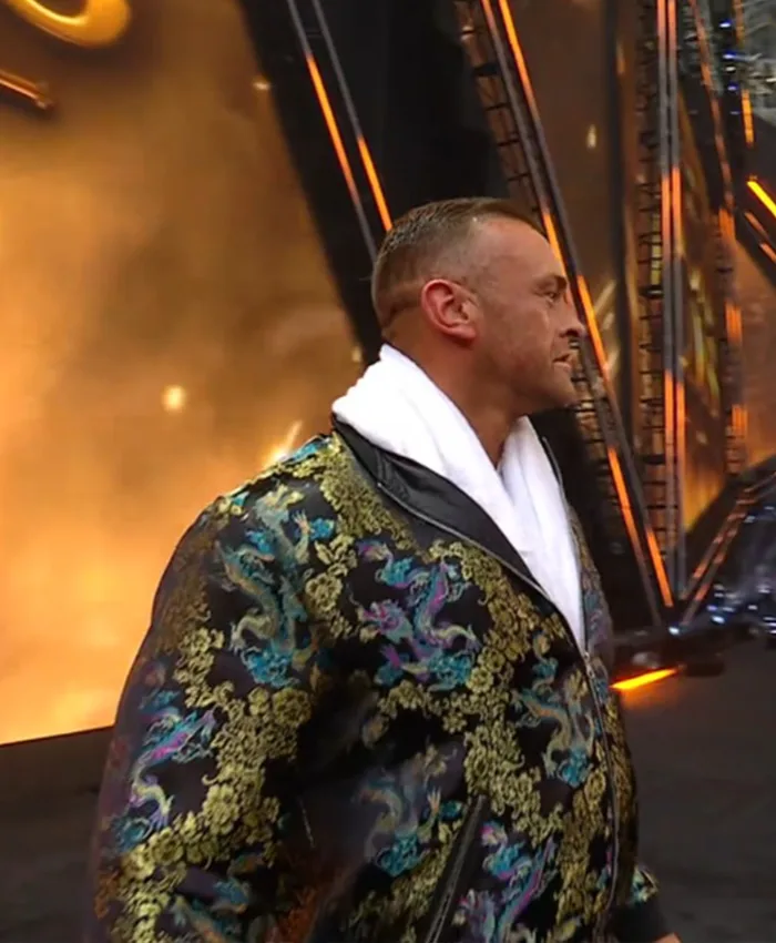 WWE SummerSlam 2026 Nick Aldis Jacket with rib-knitted collar, cuffs, and full-length sleeves