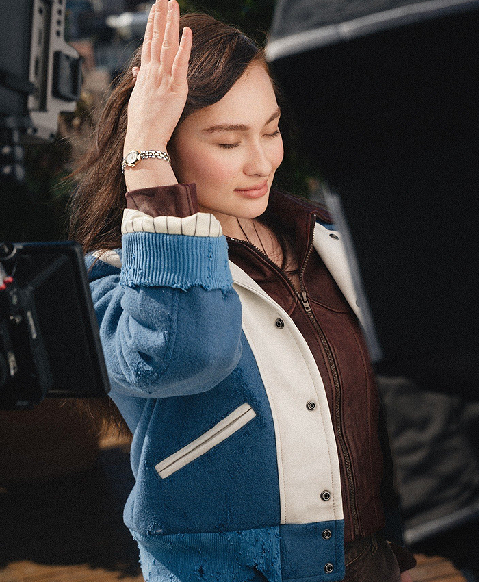 Watch-Campaign-2026-Lola-Tung-Blue-and-White-Coach-Wool-Varsity-Jacket-Front
