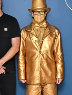 Weezer Band The Tonight Show Starring Jimmy Fallon Golden Leather Jacket front view