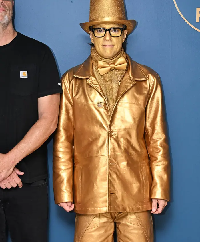 Weezer Band The Tonight Show Starring Jimmy Fallon Golden Leather Jacket front view