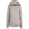 Women's Halloween Pusheen Grey Fleece Hooded Jacket front view