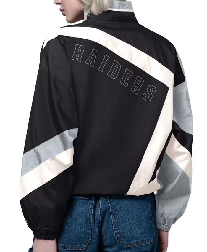 Women's Las Vegas Raiders Starter Black Vintage Windbreaker Jacket