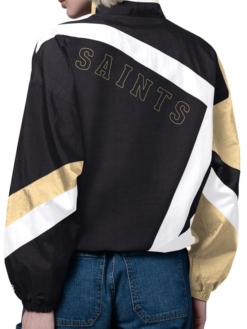 Women's New Orleans Saints Starter Black Gold Vintage Windbreaker Jacket
