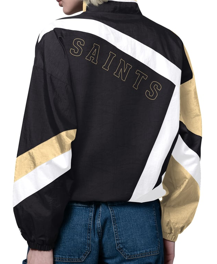Women's New Orleans Saints Starter Black Gold Vintage Windbreaker Jacket