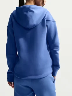 Women's Nike Full-Zip Sportswear Tech Fleece Windrunner Blue Hooded Track Jacket back view