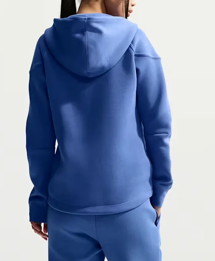 Women's Nike Full-Zip Sportswear Tech Fleece Windrunner Blue Hooded Track Jacket back view