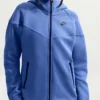 Women's Nike Full-Zip Sportswear Tech Fleece Windrunner Blue Hooded Track Jacket front view