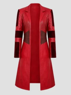 Womens-Red-Leather-Scarlet-Witch-Trench-Coat