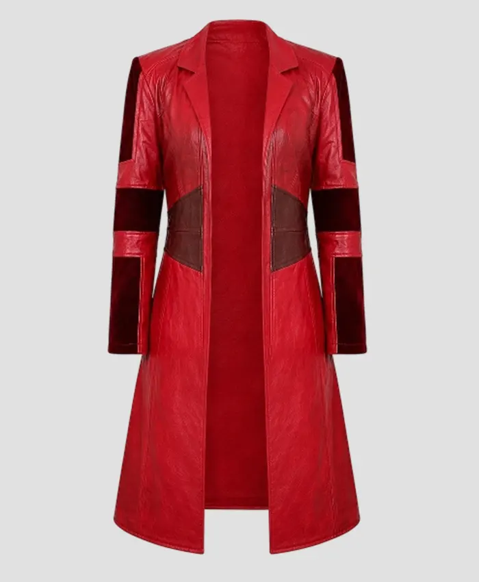 Womens-Red-Leather-Scarlet-Witch-Trench-Coat