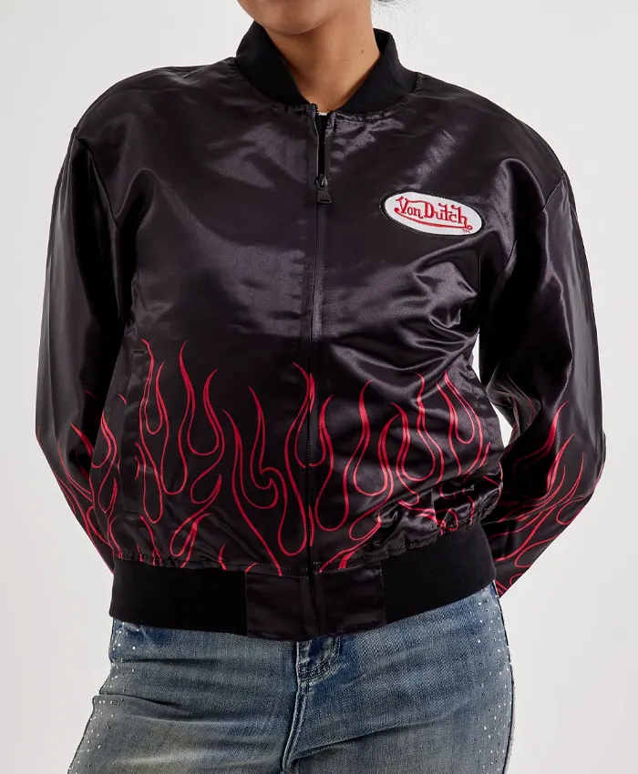 Womens-Von-Dutch-Satin-Flight-Jacket