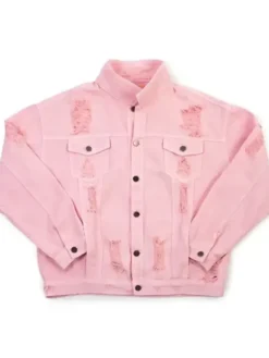 Women's Yellowstone Beth Dutton State of Mind Pink Denim Jacket front view