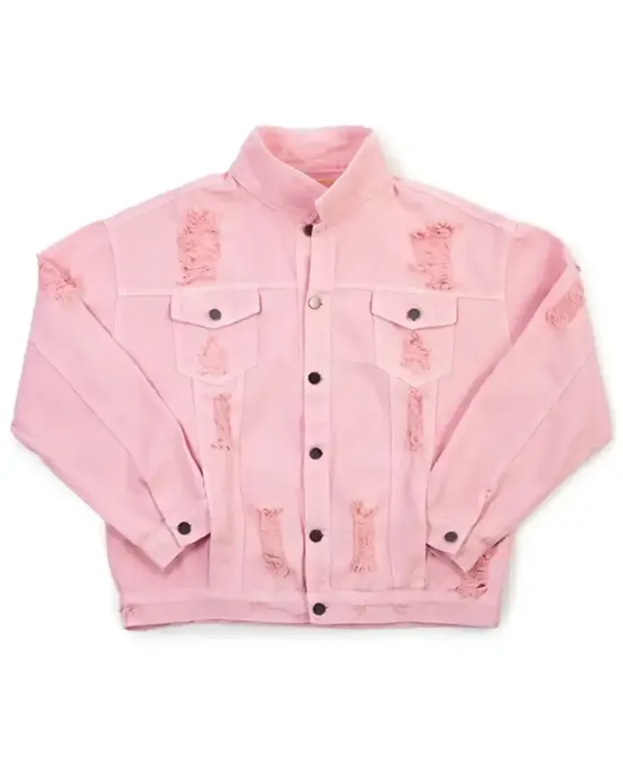 Women's Yellowstone Beth Dutton State of Mind Pink Denim Jacket front view