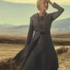 Yellowstone 1923 Helen Mirren Grey Suiting Fabric Coat front view