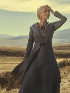Yellowstone 1923 Helen Mirren Grey Suiting Fabric Coat front view