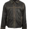Yellowstone Eric McGraw S03 E07 Ranch Wear Cattle Thief Brown Leather Jacket front view
