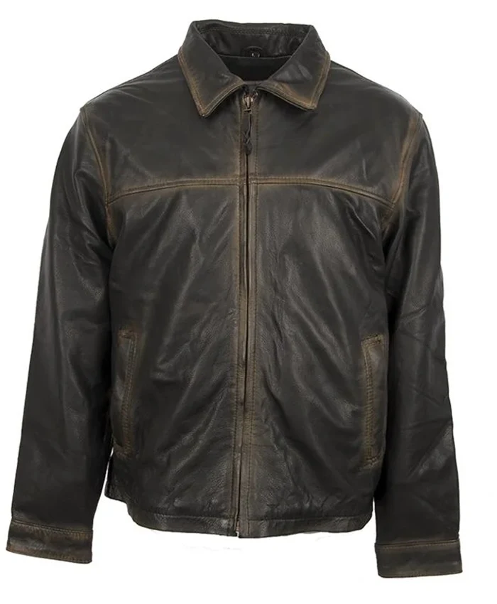 Yellowstone Eric McGraw S03 E07 Ranch Wear Cattle Thief Brown Leather Jacket front view