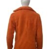 Yellowstone Kelly Reilly Orange Fluffy Shearling Fur Coat Jacket back view