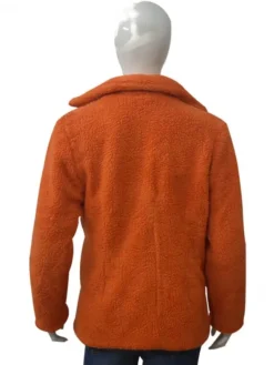 Yellowstone Kelly Reilly Orange Fluffy Shearling Fur Coat Jacket back view