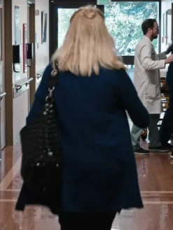 Yellowstone Season 04 Beth Dutton Blue Wool Trench Coat back view