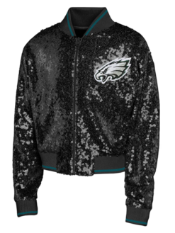 Youth Girl's Philadelphia Eagles Glam Squad Black Sequin Jacket