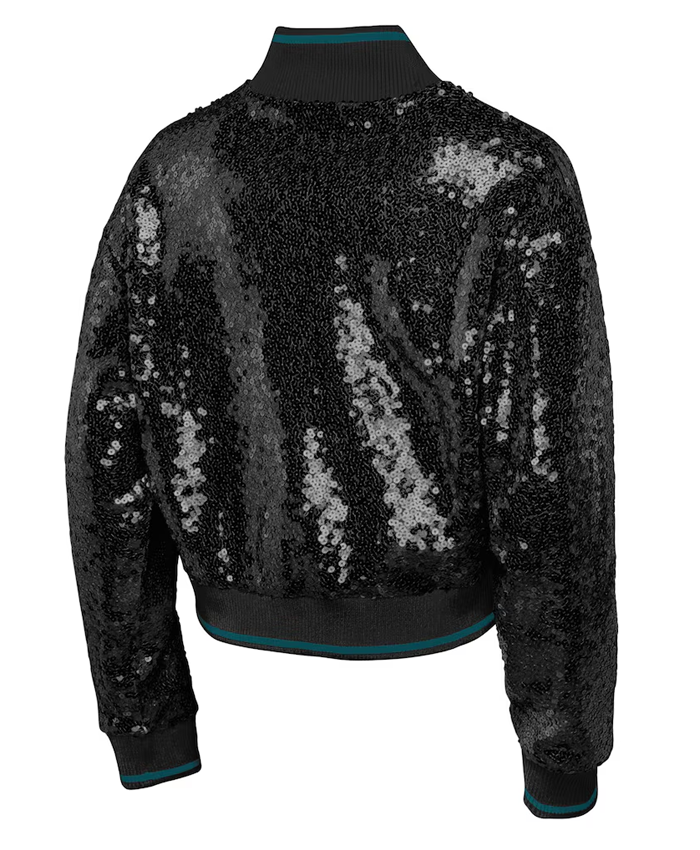 Youth Girl's Philadelphia Eagles Glam Squad Black Sequin Jacket Back