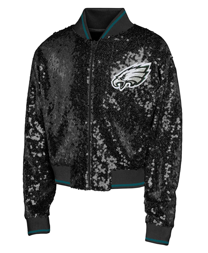 Youth Girl's Philadelphia Eagles Glam Squad Black Sequin Jacket