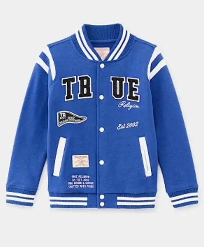 2026-Movie-Street-Fighter-Event-Andrew-Koji-Blue-Wool-Varsity-Jacket-Front