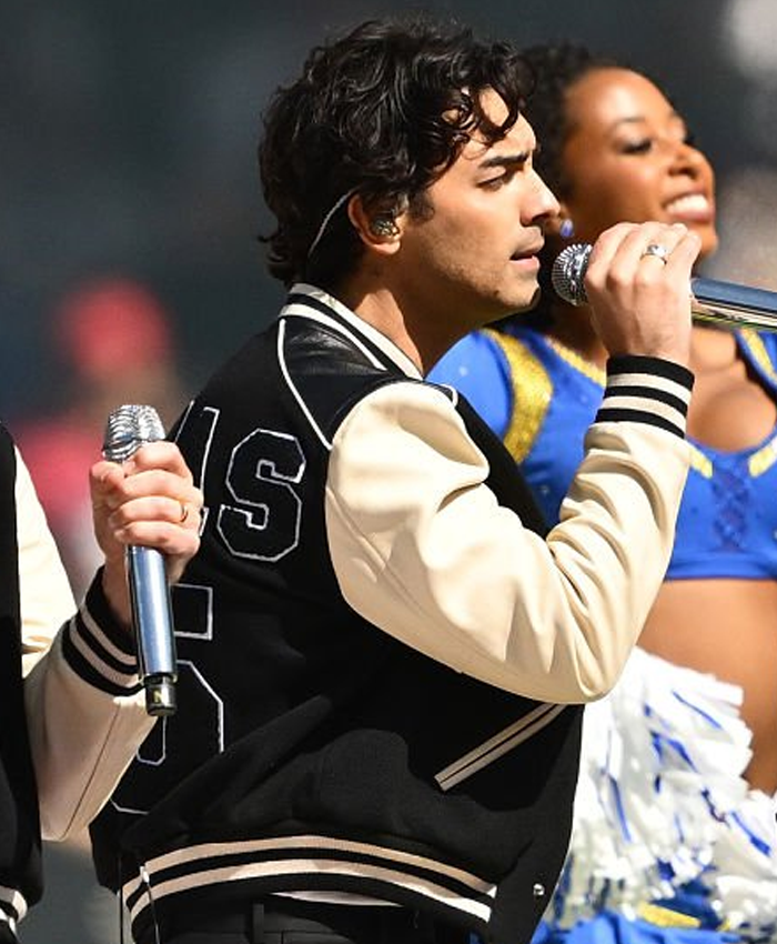 2026-Pro-Football-Halftime-Show-Joe-Jonas-Black-and-Off-White-Varsity-Jacket-Right