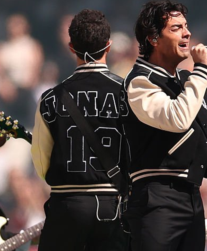 2026-Pro-Football-Halftime-Show-Kevin-Jonas-Black-and-Off-White-Varsity-Jacket-Back