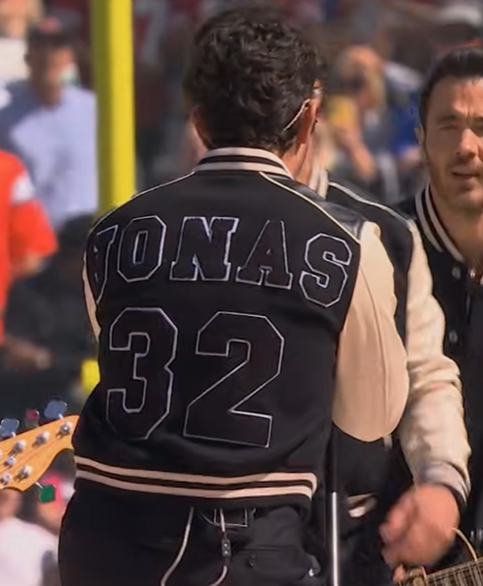 2026-Pro-Football-Halftime-Show-Nick-Jonas-Black-and-Off-White-Varsity-Jacket