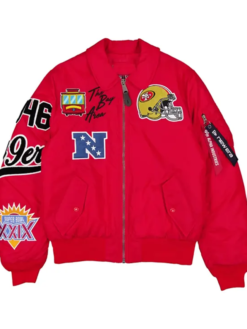 49ers New Era x Alpha Industries MA-1 Flight Jacket In Red
