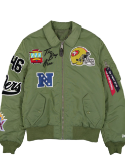 49ers New Era x Alpha Industries Sage Green MA-1 Bomber Jacket