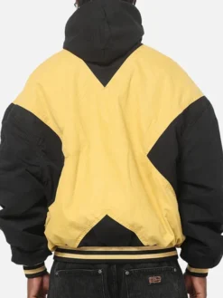73 Studios x Marvel X-Men Halloween Yellow And Black Cotton Hooded Bomber Jacket back view