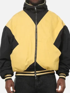 73 Studios x Marvel X-Men Yellow And Black Halloween Hooded Cotton Bomber Jacket front view