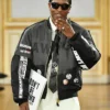A$AP Rocky AWGE Spring-Summer 2027 Paris Fashion Week Satin Black Bomber Jacket front view