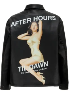 AFTER HOURS TIL DAWN WILDSIDE x The Weeknd Black Leather Jacket back view