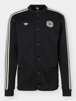 Adidas Football Club Bayern Munich 26-27 Oktoberfest Black Fleece Button-Up Jacket front view