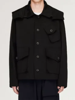 Adidas Men's Y-3 Twill Hooded Blouson Jacket In Black