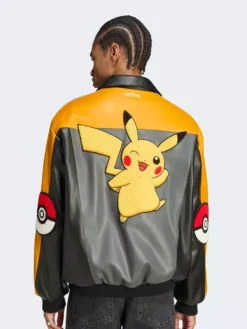 Adidas Pokémon 8 Ball Leather Bomber Jacket Back View
