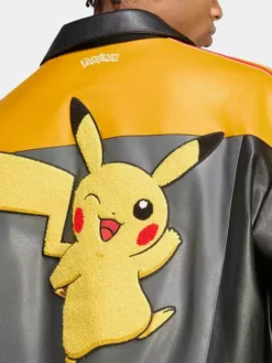 Adidas Pokémon 8 Ball Leather Bomber Jacket closeup