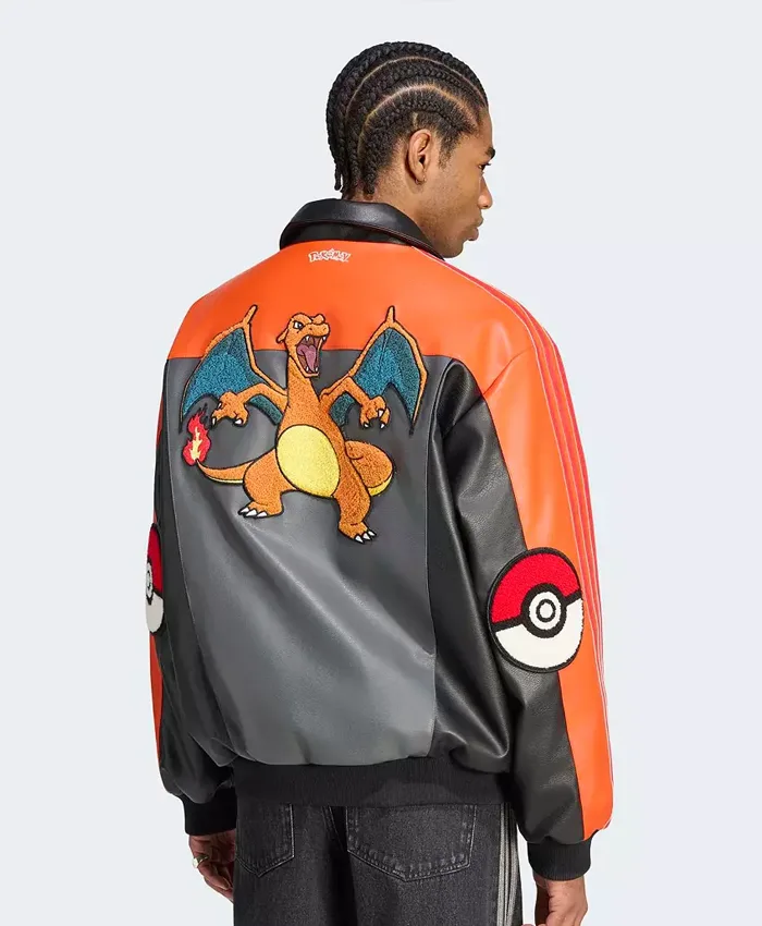 Adidas Pokémon 8 Ball Leather Jacket Back view